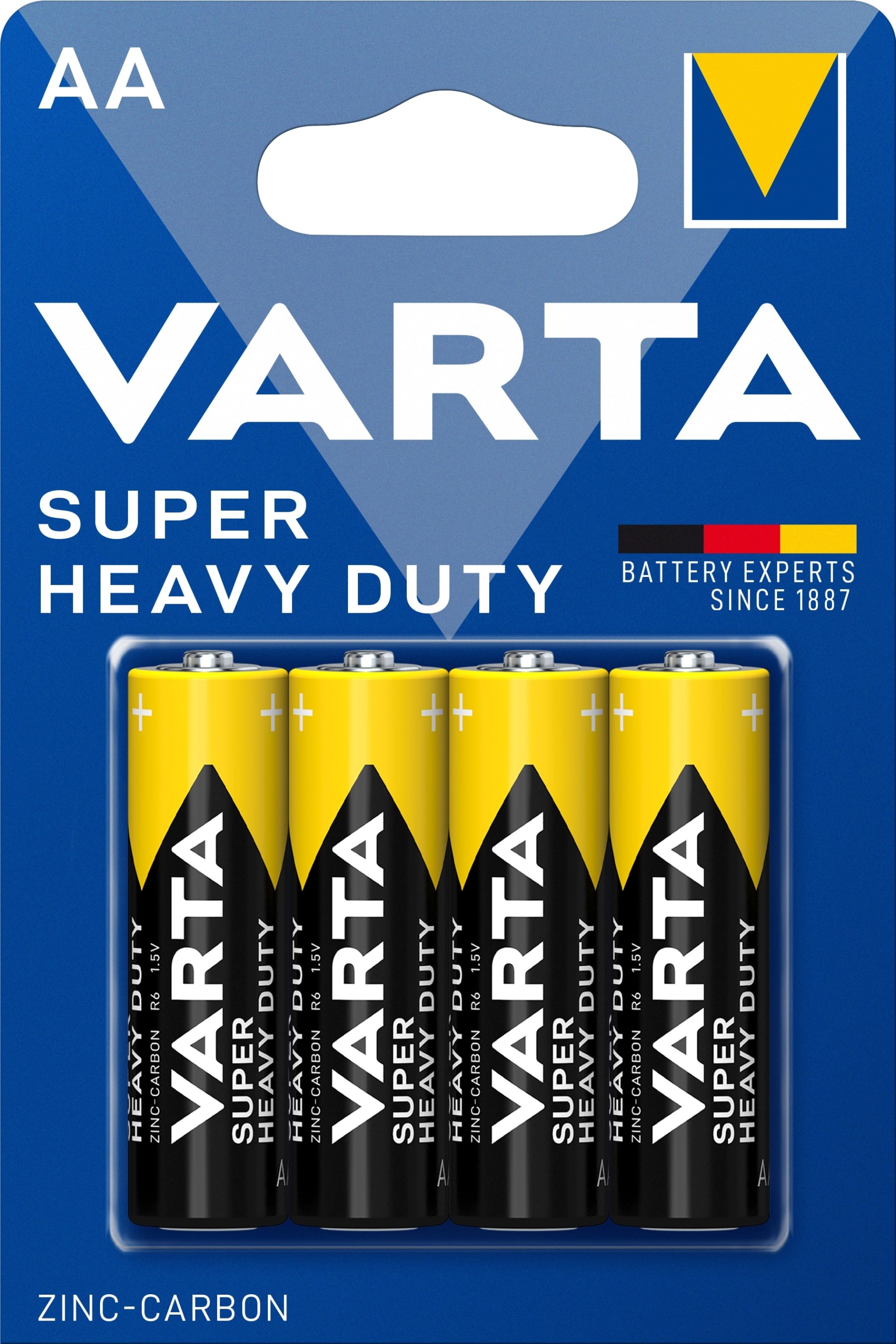 VARTA Super Heavy Duty Zinc Carbon AA R6 Batteries Pack of 4 